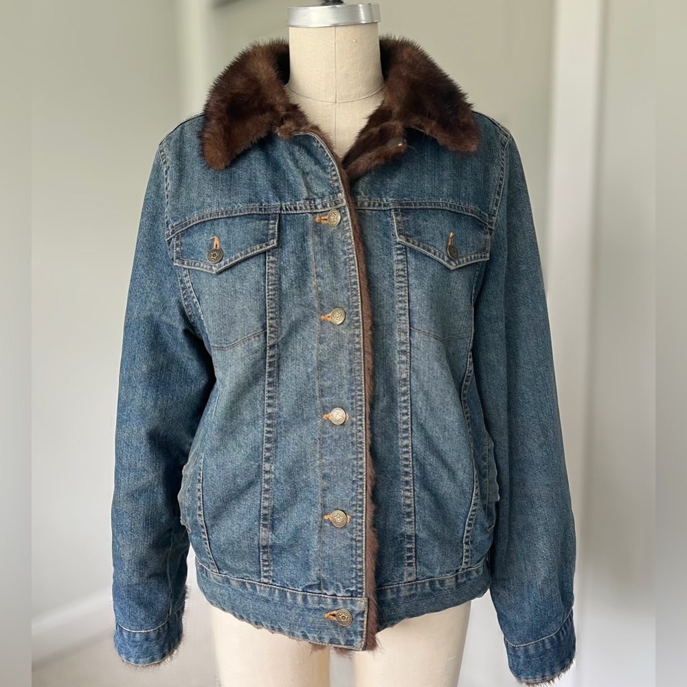 Vintage Denim Jacket Mink Lining